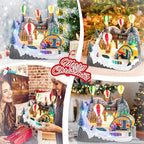 VCUTEKA Christmas Village, Hot Air Balloon Snow Mountain with Rotating Santa Claus Lighted Musical Village Perfect Addition to Your Christmas Indoor Decorations or Holiday Displays
