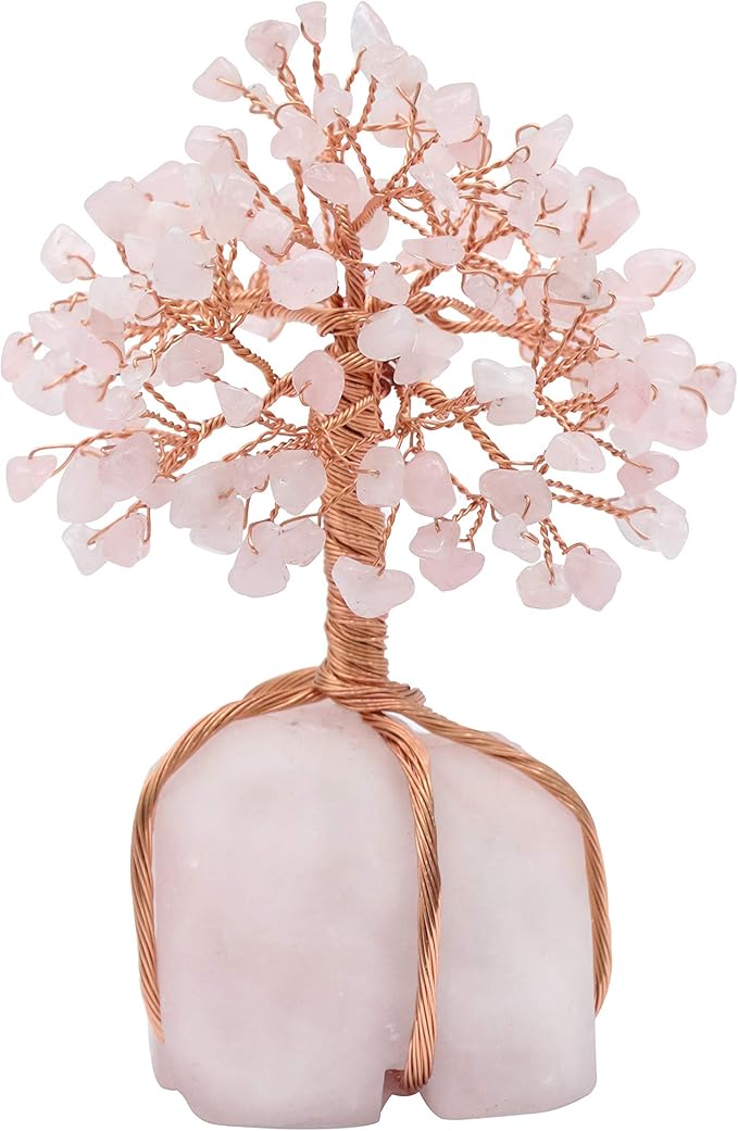 Rose Quartz Crystal Tree with Rose Quartz Stone Base Tree of Life Decor for Bedroom, Birthday Gifts for Women, Sister Gift, Birthday Gifts for Mom, Cute Home Decor Pink Housewarming Present