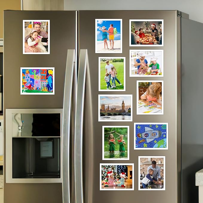 CRUGLA 12 Packs 8.5x11 Magnetic Picture Frames for Refrigerator Locker, 8.5 by 11 Photo Certificate Document Frame Bulk, Peel and Stick Kids Artwork Holders for Fridge Dishwasher Whiteboard
