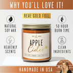 Apple Cider Candle, Fall Candles I Apple Cider, Cinnamon & Nutmeg - Infused with Essential Oils I Mulled Cider Fall Scented Candle (Soy) for Home I 9oz Reusable Jar I 50Hr Burn I Made in USA