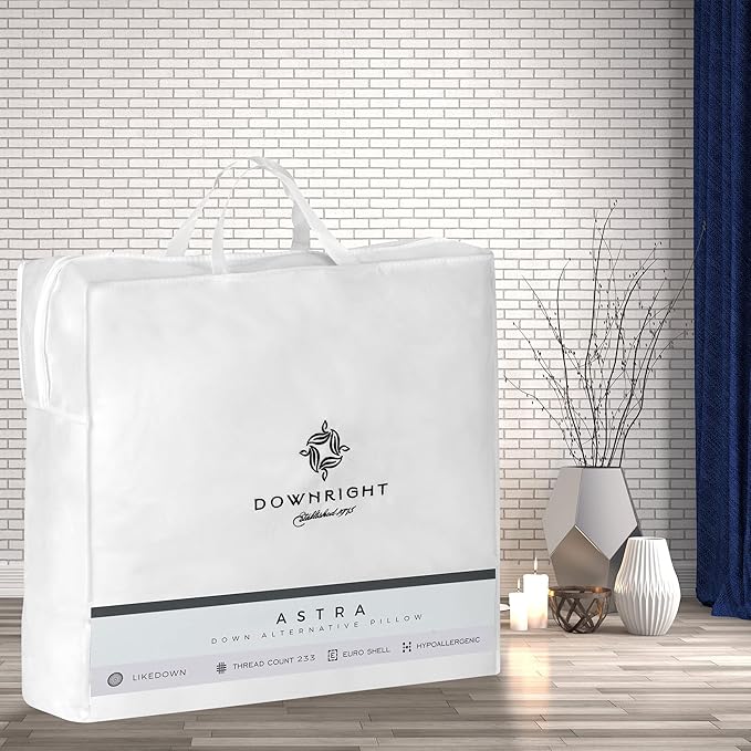 Downright 233 Thread Count 44 oz Astra LikeDown Pillow, 20" x 36", King 20 x 36