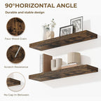 36 Inches Floating Shelves for Wall, 9.3" Deep Long Floating Shelves Set of 2, Large Display & Storage Shelf, Wall Shelf for Bathroom Bedroom Living Room Kitchen Office, Rustic Brown