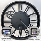 The B-Style 36" Large Moving Gear Wall Clock Oversized Vintage Farmhouse Wall Clocks for Living Room Decor Rustic Industrial Wood Clock (Gray White and Bronze Gears)