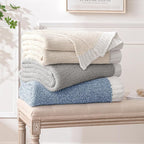 MIULEE Blue Super Soft Throw Blanket for Bed, Twin Size Cozy Fluffy Warm Blankets Knit Blankets for Couch, Sofa, Chair, Living Room, Camping, Picnic, 60 x 80 inch