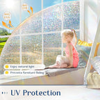 Haton Window Privacy Film, Rainbow Stained Glass Window Clings, 3D Decorative UV Sun Blocking Sticker, Removable Static Cling Heat Control Tint for Home Door, 17.5" x 78.7" Non-Adhesive