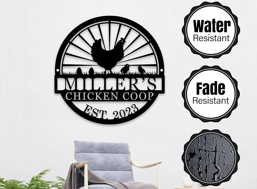 Hen House Coop Sign, Custom Chicken Coop Signs, Custom Chicken Farm Metal Sign, Family Name Metal Sign for Farm House, Our Little Coop Sign Metal Sign