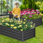 Galvanized Raised Garden Bed Outdoor, 2 Pcs 6x3x1FT Outdoor Large Planter Raised Beds Open Base with Safety Edge and Glove for Vegetables Flowers Ground Planter, Dark Gray