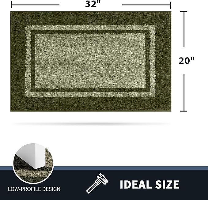 PURRUGS Dirt Trapping Door Mat 20" x 32", Non-Slip/Skid Machine Washable Entryway Rug, Shoes Scraper, Area Rug, Super Absorbent Welcome Mat for Muddy Wet Shoes and Paws, Budding Green & Sage Green