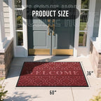 Yimobra Welcome Mat Outdoor Indoor, All-Season Waterproof Front Door Mat Outside Entrance, All-Weather Heavy Duty Non-Slip Doormat, Low Profile Porch Patio Entrance Mats, 60x36, Red