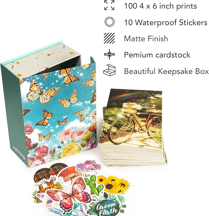 Artivo Aesthetic Wall Collage - Cottagecore Nature Boho Designs, for Teen Girls' Bedrooms - 100 Posters, 4x6 Inch, Photos Collection