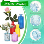 Yaomiao 30 Pcs Vases Bulk Colored Flower Glass Vases Bud Vintage Colored Glass Bottles Colorful Rustic Embossed for Home Wedding Table Decorations Gifts(Bright Color)