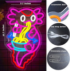 Axolotl Ramen Neon Sign for Wall Decor Dimmable Axolotl Eating Noodles LED Neon Light Cut Japanese Neon Sign Anime Neon Signs for Japan Restaurant, Home Wall Art and Kitchen Decor(15.7 * 9.7inch)
