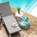 LVTXIII Outdoor/Indoor Round Inflatable Ottoman, All Weather Patio Footstool, Portable Footrest Seat for Patio Garden, Camping or Home, 21"x21"x9", Islamorada Blue Green