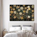 SIGNWIN 46"x72" Extra Large Framed Wall Art Whimsical Dandelion Field in Yellow and Green, Playful Botanical Print for Home Living Room Bedroom Decor (Frame Assembly Required)