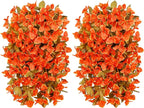 Bougainvillea Artificial Flowers Plants for Outdoors Outside Fall Autumn Decor, 2 pcs Faux Silk Long Trailing Vines UV Resistant Look Real Orange Fake Flowers for Front Door Porch Planter Urn Patio