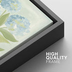 SIGNFORD Framed Canvas Print Wall Art Set Soft Hydrangea Pair Light Blue Florals with Green Leaves Illustration Modern Art Decorative Nordic Nature for Living Room, Bedroom, Office - 24"x36"x2 Black