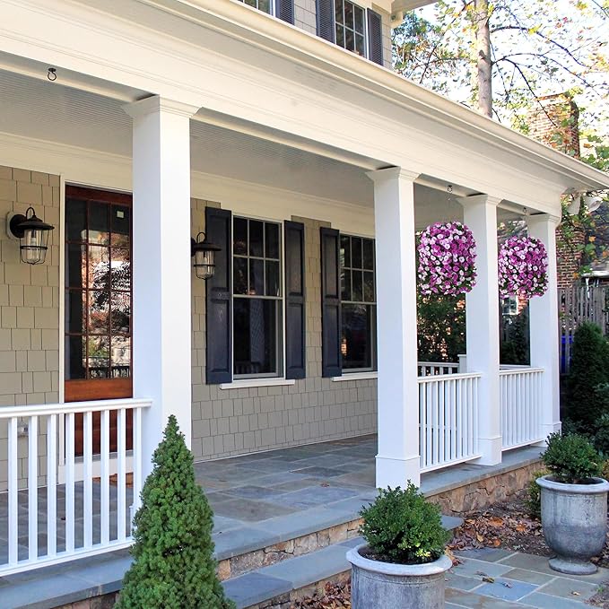 HyeFlora Artificial Fake Hanging Flowers Plants for Outdoor Outside, 2PCS Faux Silk Morning Glory Trailing Vines UV Resistant Look Real for Home Planter Porch Patio (Light Fuchsia+Fuchsia)