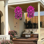 Artificial Bougainvillea Flowers for Outdoor Plant,2 pcs Faux Hanging Flowers Bougainvillea for Outside Decoration,Fake Silk UV Resistant Vines for Front Door Porch(Fuchsia)