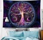 FORATER Tree of Life Tapestry Wall Hanging Colorful Life Tree Tapestries Aesthetic Sun and Moon Galaxy Wall Tapestry for Bedroom Living Room Dorm(36 x 48 Inch, Multicolor)