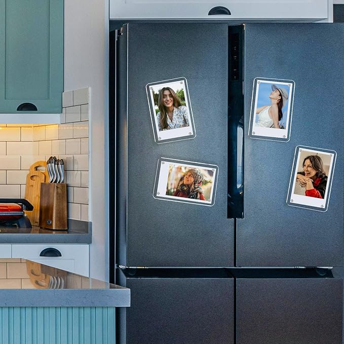 6 Pack 4x6 Acrylic Magnetic Picture Frames, Refrigerator and Desktop Photo Frames Combine, Vertical and Horizontal Clear Display for Fridge/Table/Locker for Home/Party/Wedding/Decoration