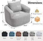 Swivel Accent Chair,360° Rotating Barrel Chair,Teddy Fleece High-Resilience Sponge Single Sofa, Easy Assembly for Living Room, Bedroom, Apartment Light Grey