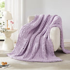 L'AGRATY Chunky Knit Blanket Throw - Soft Chenille Yarn Throw Blanket 30x40：Handmade Thick Cable Knit Crochet Blanket - Large Knit Blanket Chunky Rope Knot Throw Blanket for Couch Sofa Bed Home Decor