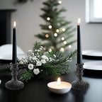 Glass Candlestick Holder,Striped Taper Candle Holders,Set of 6 Candle Stand for Table Centerpieces, Home Decor,Weddings,Festival and Parties (Black Diamond)