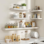 16 Inch Floating Shelves, 16"x9.25"x1.5" Inch Deep Floating Shelves for Wall, Wooden Shelves for Bathroom, Bedroom, Living Room, Cream White Oak