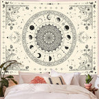 Lunerfex Mandala Moon Tapestry Boho Tapestry for Bedroom Black and White Tapestries Wall Hanging Living Room Wall Art and Home Decor 44x60