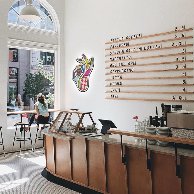 POP LED Neon Sign, Battery & USB Operated - Okay Neon Sign Wall Decor, Hands Off Home, Bedroom Decoration