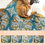 Boho Throw Blanket for Bed - 100% Pure Cotton Ultra Soft Rustic Quilt - Farmhouse Decor Bed Blankets, All Season Rustic Throw for Sofa Couch Chair(80''x 90'', Boho Floral)