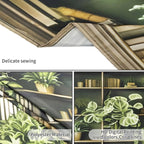 HVEST Green Plant Bookshelf Tapestry Book on Bookshelf and Plant Potted Tapestry Wall Hanging Reading Wall Art Decor for Study Room Bedroom Living Room College Dorm, 40L x 60W Inches