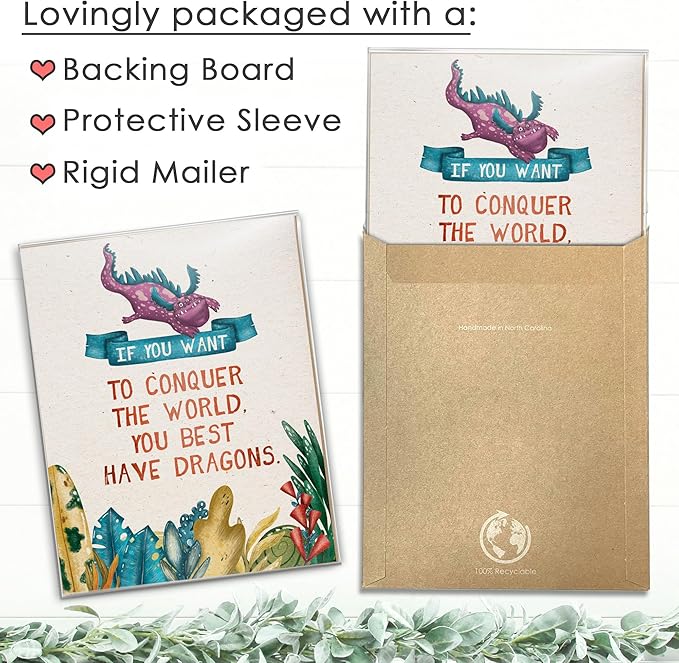 Dragon Art Prints (Set of 4) - Unframed - 11x14 | Wall Art for Enhancing Home or Office Decor | Kid's Room Decor | Living Room Decor | Bedroom Decor | Classroom Decor | Bedroom Wall Art