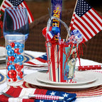 100PCS Red Blue Faux Pearls Beads for Centerpiece Vases, Vase Filler Faux Pearls, No Holes Filler Beads for Independence Day Party Anniversary Fourth of July Table Decor, 14/20/30mm