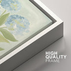 SIGNFORD Framed Canvas Print Wall Art Set Soft Hydrangea Pair Light Blue Florals with Green Leaves Illustration Modern Art Decorative Nordic Nature for Living Room, Bedroom, Office - 24"x36"x2 White