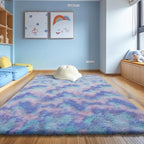 9x12 Fluffy Area Rugs for Living Room,Large Fuzzy Shag Area Rug for Bedroom,Soft Non-Shedding Indoor Plush Carpet for Kids Bedroom Nursery Home Decor,Rainbow Purple