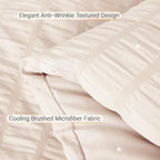 MUXHOMO 7 Pieces King Comforter Set, Seersucker Bed in a Bag King Size, All Season Luxury Bedding Set with Comforter, Flat Sheet, Fitted Sheet, Pillowcases & Shams, Beige