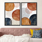 SIGNFORD Framed Wall Art Print Set Vintage Mid-Century Spiral Watercolor Dot Abstract Shapes Illustrations Modern Minimalist Multicolor for Living Room, Bedroom, Office - 16"x24"x2 Black