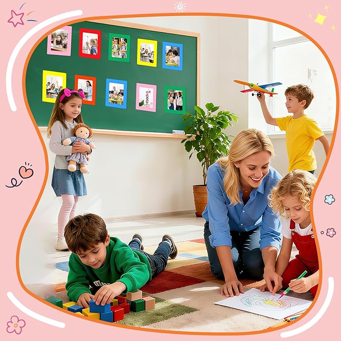 36 Pack 4 x 6 Inch Colorful Magnetic Photo Frames - Reusable magnetic frames for refrigerator for Back to School, Classroom, Office, Home, Back to Locker (Multiple Colors)