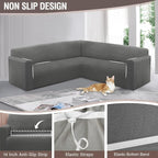 HDCAXKJ Sectional Couch Cover L Shape Stretch Sofa Covers Washable Jacquard Corner Couch Slipcover Non Slip Sectional Slip Cover U Shaped Furniture Protector for Pets Dogs (Dark Grey, Medium)