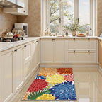 Area Rug 2x3 Washable Entry Small Rug Multicolored Tropical Botanical Modern Floral Indoor Kitchen Door Mat Entrance Carpet Non Slip for Bedroom Living Room, Porch
