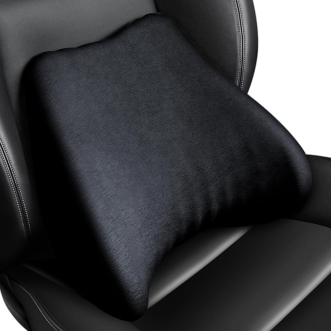 Soft Lumbar Support Pillow for Driving Seat 100% Memory Foam Lumbar Pillow for Lower Back Pain Relief, Lumbar Support Cushion for Car Seat, Office Chair Black