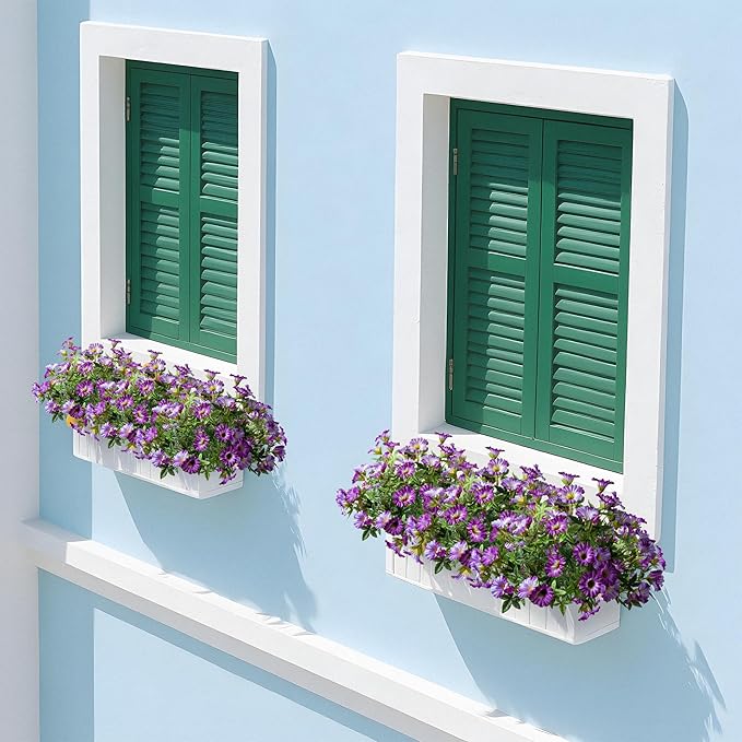 UV Resistant Artificial Petunias 13.3In Fake Flowers 4PCS Artificial Flowers for Outdoors Silk Flowers Fake Hanging Basket Plants Suitable for Outdoor Porch Decor Patio Decor, Light Purple