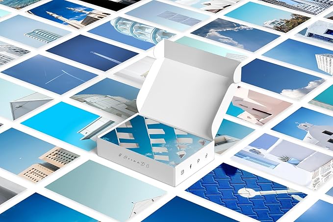 Y2K BOO Elegant Blue and White Wall Collage Kit - 50 Aesthetic Posters for Room Decor, Perfect Dorm and Bedroom Wall Art, Tranquil Blue and White Collage Kit for Teen Girls and Serene Spaces