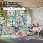 Rainbow Privacy Film with Cutting Line, 3D Decals Stained Glass Window Clings, Static Cling Window Sticker, Suncatcher, 17.5" x 78.74"