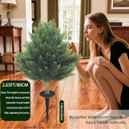 R's Ceder Artificial Topiary Cedar Tree 32 inch Faux Little Bush Cedar Tree UV Resistant Shrub Potted Artificial Plant for Outdoor Indoor Front Porch Garden (2 Pack)