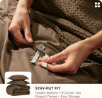 Bedsure Cotton Duvet Cover King - 100% Cotton Waffle Weave Brown Duvet Cover King Size, GentleSoft™ and Breathable Bedding Set for All Season, 3 Pieces, 104"x90"