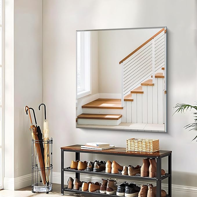 Beveled Bathroom Mirror, 36x40 Inch Large Bathroom Mirrors for Over Sink, Upgraded Shatterproof Beveled Frameless Vanity Mirror for Bathroom,Bedroom,Living Room and Entryway