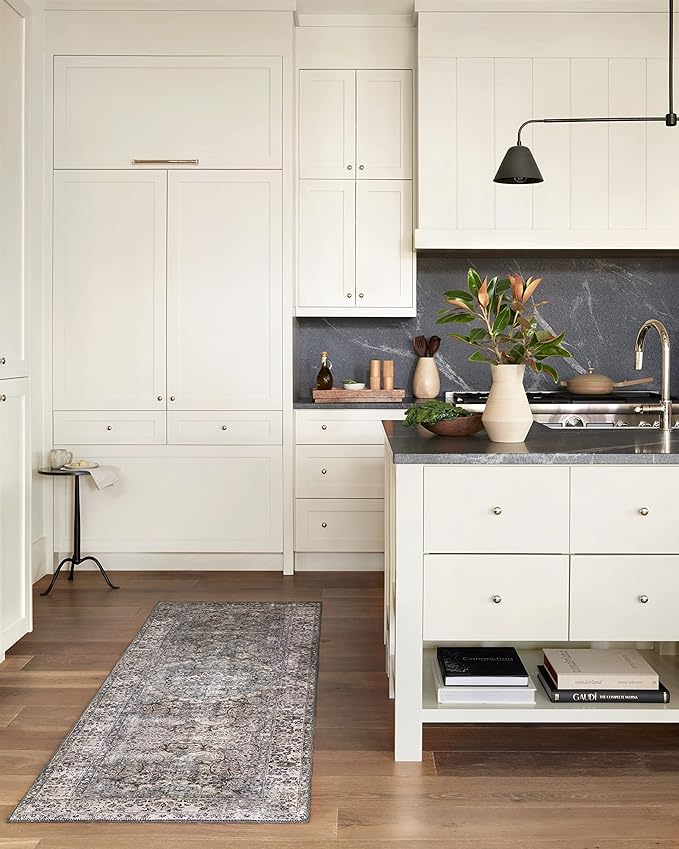 Loloi Layla Collection LAY-06 Taupe/Stone 5'-0" x 7'-6" .13" Thick Area Rug, Soft, Durable, Vintage Inspired, Distressed, Low Pile, Non-Shedding, Easy Clean, Printed, Living Room Rug