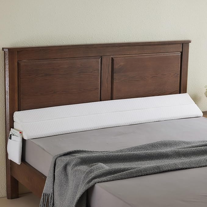 Adjustable Queen Bed Wedge Pillow for Headboard Gap 0-8", 60"x10"x6" Bed Gap Filler Triangle Pillow Stopper, Fills The Gap Between Headboard and Mattress or Wall for Sleeping & Reading